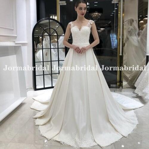 Elegant A-Line Wedding Dresses with Appliques 2021 Vestido De Noiva Sheer V Neck Wedding Bridal Gowns Long Corset Bride Dress