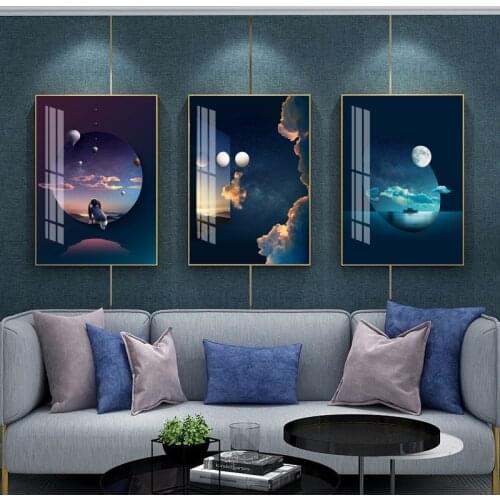 Fantasy Universe Planet Nursery Canvas Painting Abstract Space Nebula Wall Art Posters and Prints Modern Living Room Home Decor