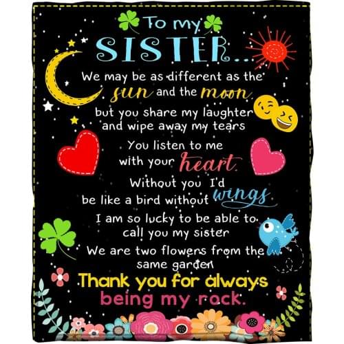 To My Sister 3D Printed fleece blanket for Beds Hiking Picnic Thick Quilt Fashionable Bedspread Sherpa Throw Blanket 01