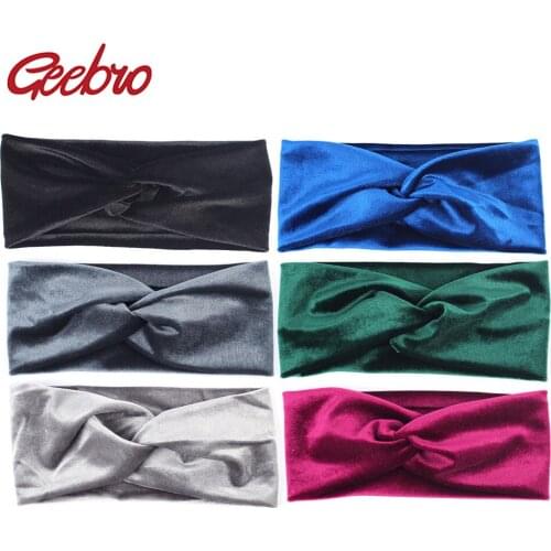 Geebro Womens Headband Winter Velour Cross Twisted Knot Hair Headband for Girls Soft Warm Solid Yoga Turban Hair Accessories