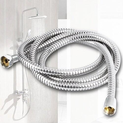 2M Flexible shower hose Stainless Steel Pipe Pulling Spring Tube for Bath Shower Head connection Bathroom Plumbing Accessories