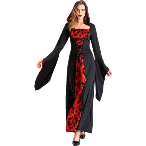 Halloween Sexy Adult Women Magician Long Robes Cosplay Costume Mexican Day of The Dead Horror Vampire Zombie Fancy Dress