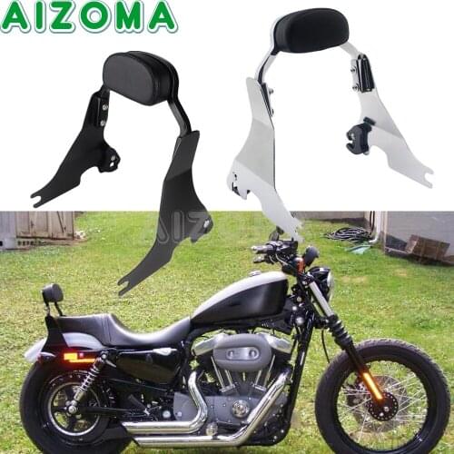 Motorcycle Short Sissy Bar Backrest Cushion Pad For Harley Sportster XL 1200 883 Forty Eight Seventy Two Nightster 2004-2021
