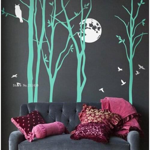 Beautiful Tree Vinyl Wall Decals Withered Branches Nursery Home Decor Owl In The Night Natural Murals Wall Sticker YT3611