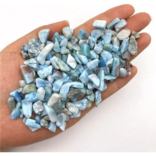 Beautiful 50g 9-15mm Natural Larimar Gravel Polished Rock Crystal Tumbled Crystal Chip Home Decor Natural Quartz Crystals