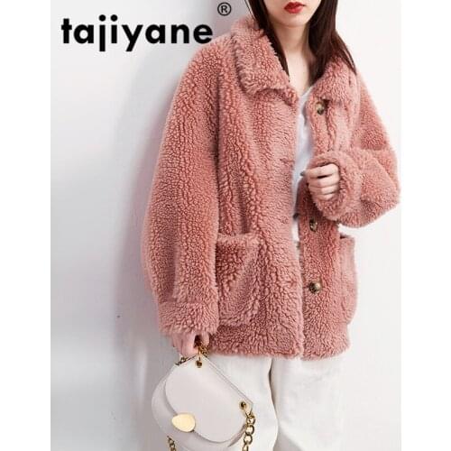 Jacket Wool Streetwear Autumn Winter Coat Women Clothes 2021 Real Fur Coat Korean Vintage Tops Suede Lining Sheep Shearling 3297