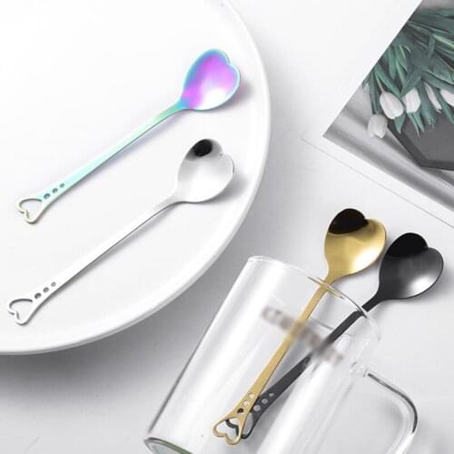 Love Cake Dessert Spoon Stainless Steel Coffee Teaspoon Candy Color Spoon Kitchen Supplies