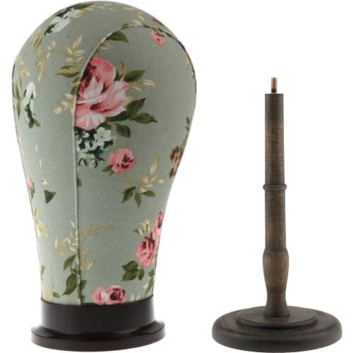 21'' Mannequin Model Cork Head Canvas Block Wig Making Display Holder Stand