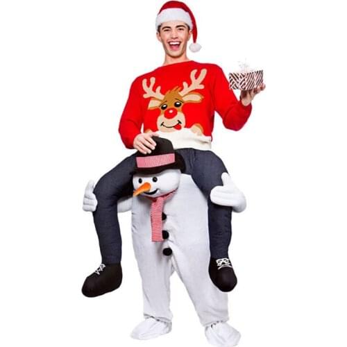 160-190CM Adults Kids Xmas Snowman Carry Me Mascot Magic Pants Outfit Halloween Cosplay Costumes Carnival Party Dress Up Suit