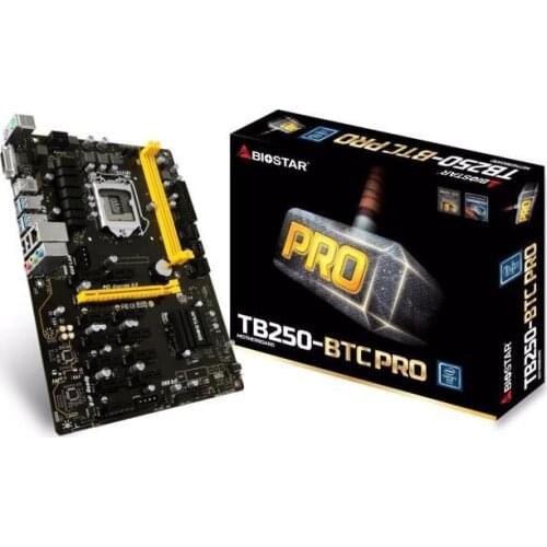 For BIOSTAR 12 PCI-E Mining Motherboard TB250-BTC PRO Support 12Video Card LGA 1151 DDR4 For BTC Miner Machine Bitcoin Mining