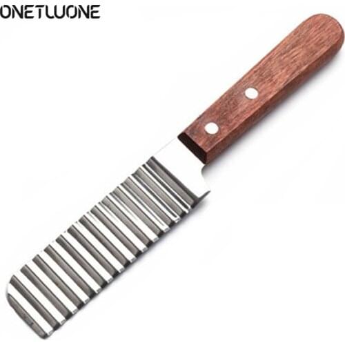 Stainless Steel Potato Chip Slicer Vegetable Fruit Dough Crinkle Wavy Slicer Knife French Fry Maker Potato Cutter Chopper