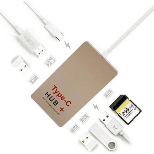 Multi-Function 5 in 1 Combo Type C Hub Male to 4K HDMI USB 3.0 HUB SD Card Reader USB-C Charger Adapter