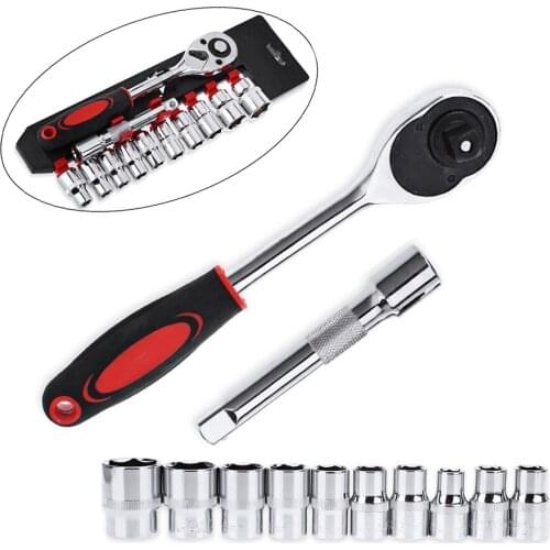 1/4" 4-14mm Socket Wrench head metric socket set kit bolt hexagon allen head torque wrench with Rubber handle