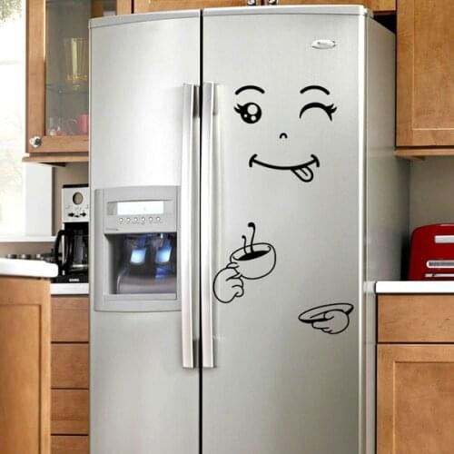 Three Ratels QD1 Happy Delicious Face Fridge Stickers Yummy for Food Furniture FUNNY Smile Face Refrigerator DIY Sticker