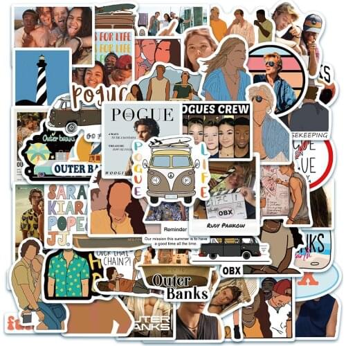 50PCS TV Show Outer Banks Graffiti Stickers Skateboard Guitar Laptop Travel Luggage Classic Toy Sticker Decal for Kid