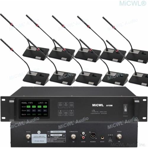 MiCWL 10 Table Council Discuss Digital Wireless Conference Microphones System A10M Series One President 9 Delegate Gooseneck Mic