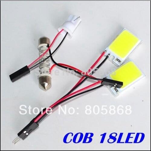 New Free Shipping 50 x 3w Cob Chip Led panel light 18Smd Car Interior Light T10 Festoon Dome Adapter 12v Panel light