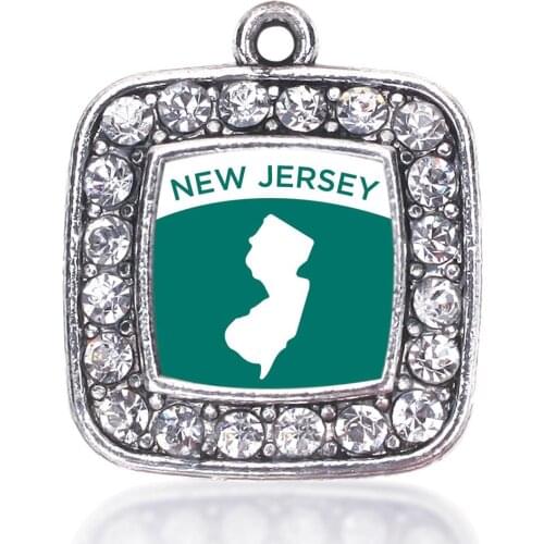 NEW MEXICO NEW JERSEY OUTLINE FLAG SQUARE CHARM
