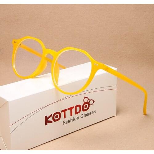 KOTTDO Frames for Women Vintage Round Computer Game Glasses Frame Men Classic Plastic Anti-blue Light Clear Lens Glasses