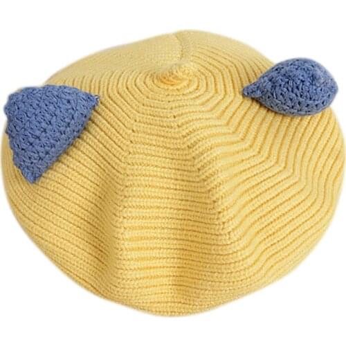 Antumn Winter Children Cartoon Three-Dimensional Ear Hat Korean Version Cute Boys And Girls Beret Fashion Knitted Wool Hat
