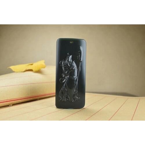 Xinjiang Hetian Yuqing jade pendant Yiwu Yuntian Zhongyi Qianqiu Wucai God Guan Gong pendant hp306