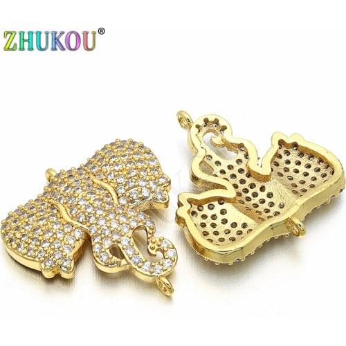 20*21mm Handmade Brass Cubic Zirconia Charms Connectors DIY Jewelry Bracelet Necklace Making, Model: VS55