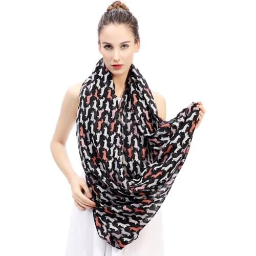 Multicolored Dachshund Wiener Dog Pet Print Infinity Loop Scarf Snood Scarves Womens Accessories Gift