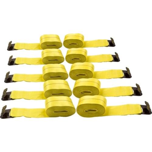 4" x 30' Winch Straps w/ Flat Hook Flatbed Truck Trailer Tie Down Strap 10PCS