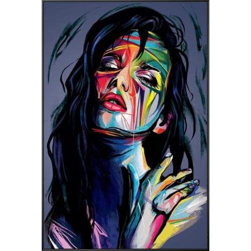 Hand Painted Abstract Portrait Oil Painting Francoise Nielly Colorful Palette Knife Canvas Painting Art Poster Decoration Salon