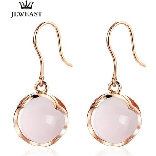 LSZB Natural hibiscus stone 18K Pure Gold Earring Real AU 750 Solid Gold Earrings Diamond Trendy Fine Jewelry Hot Sell New 2020