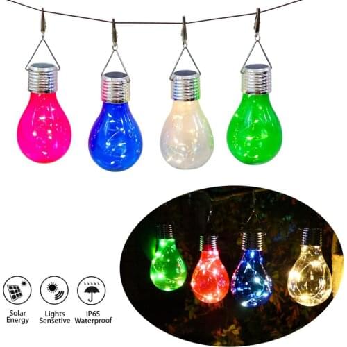 Solar charger Lamp LED Bulb Rotatable Waterproof Outdoor Garden Tree Hanging Decoration Camping solar stake lights colorful