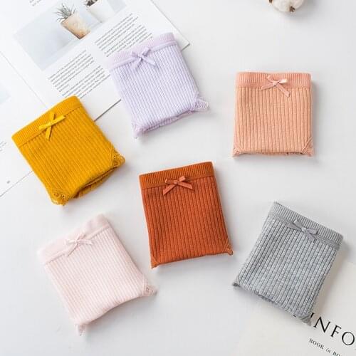 0.7$/Pc 10Pcs/lot Cotton Panties Women Bow Lace lingerie femme Sexy Underwear Women PantiesBriefs Underpant bragas mujer