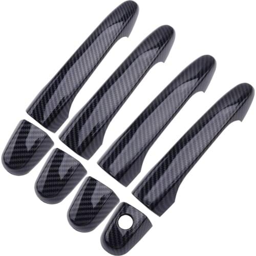 Carbon Fiber Style 8pcs/Kit Door Handle Cover Trim NO Smart Keyhole fit for Honda CRV Civic 2012 2013 2014 2015