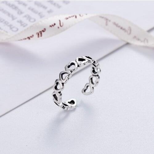 Spring new jewelry ring retro love adjustable opening Thai silver mens and womens ring factory custom wholesale