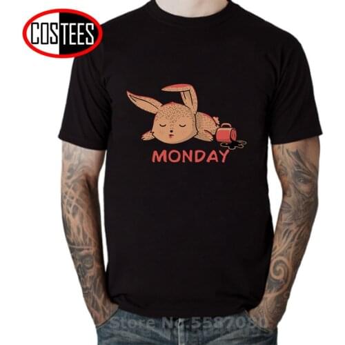 Funny Monday Rabbit T shirt man Not Today Rabbit T-shirts men Cute Animal print Nope Hare Tee shirt Monday Morning Coffee tshirt