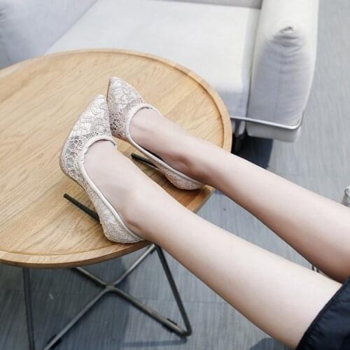 Big Size ladies high heels women shoes woman pumps Shallow mouth High-heeled slim-heeled single shoes