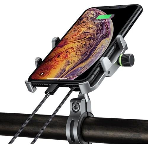12-24V Motorcycle Phone Mount Aluminium Waterproof Motorcycle Phone Holder 18W QC 3.0 USB Charger Motorcycle Handlebar 4-7 inch