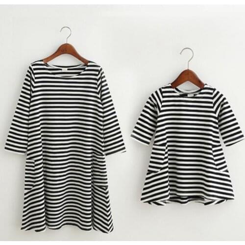 2017 Casual Striped Girls Dress Kids Mother Daughter Dresses Family Matching Mother And Daughter Clothes JW1889