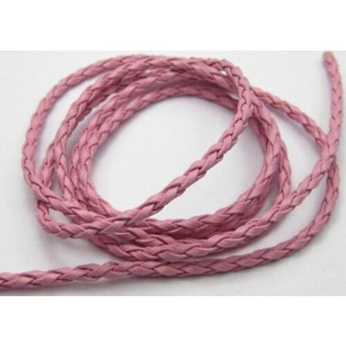 32.8 Feet Pink Braided Leatheroid String Jewelry Cord 3mm