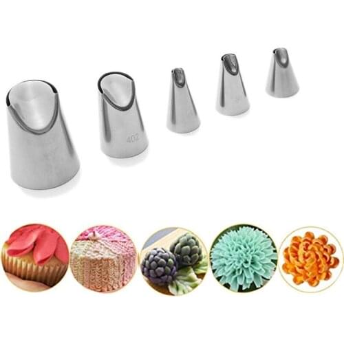 5pc/set Cream Cupcake Decorating Tip Chrysanthemum mouth Stainless Steel Icing Piping Pastry Nozzles Cake tool