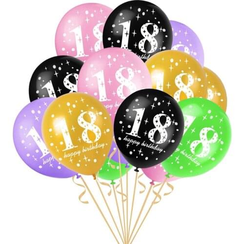 5pcs 18th Happy Birthday Party 12" Pearlised Latex Printed Balloons For 18 Year Old Birthday Decoration Supplies