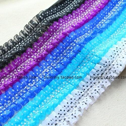 5 Yard/lot 5 Colors Lace trim 4cm clothes accessories chiffon dress DIY decoration lace fold flower fabric
