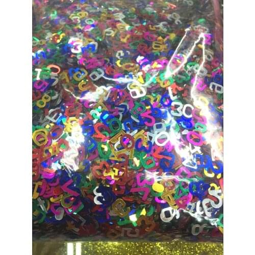 50g/lot 0-9 Numbers Sequins 5mm PVC Sequin Flat Paillette Sequins Decoration Christmas Festival Number Figure Digital Confetti