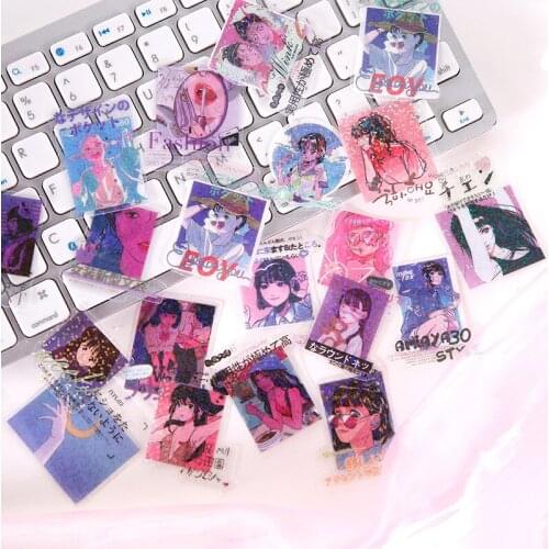 50pc Harajuku Girls Series Japanese Stationery Stickers Cute Lovely Girl Diary Planner Decorative Scrapbooking DIY Craft Sticker