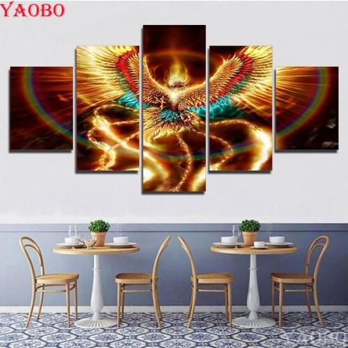 5D Diamond Embroidery Peacock DIY Diamond Painting abstract 5 pcs Cross Stitch square round diamond mosaic Decorative Needlework