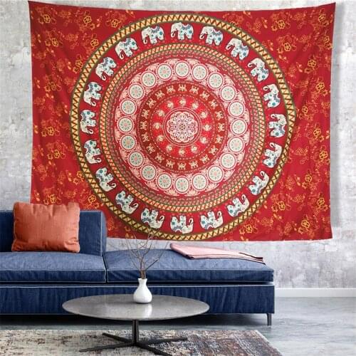 Bohohemian Carpet Wall Tapestry Elephant Mandala Floral Trippy Tapestry Wall Hanging Home Boho Decor Bedroom Dorm Mattress Yoga