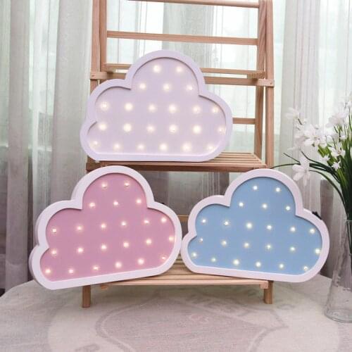 Ins Cloud Wooden Night Light Wall Lamp Nordic Style ChildrenS Room Decoration Ornaments Battery Switch Home Room Decoration