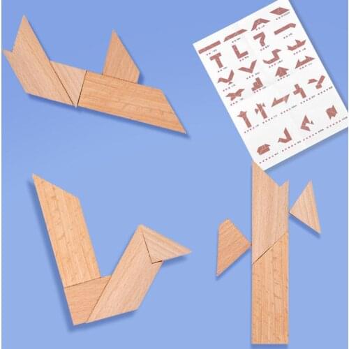 Wooden Beech Wood Ever-changing T-character Puzzle, Four-piece Puzzle, Jigsaw Puzzle, Jigsaw Puzzle, Classical Intelligence Toy