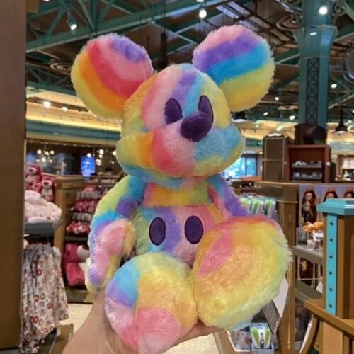 Disney park High quality rainbow Mickey plush toy stuffed toys doll doll Birthday present for girlfriend