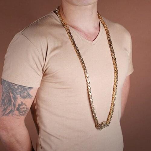 Long Necklace Mens Stainless Steel Byzantium Chain Necklace Hip Hop Rock Statement Big Dragon Necklace 2020 Jewelry on The Neck